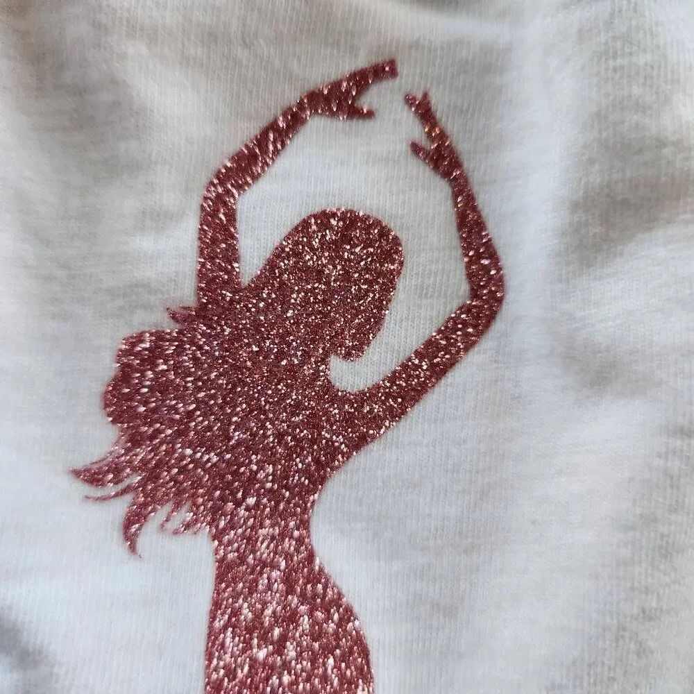 Cat & Jack mermaid rose gold glitter eyelet flutter sleeve girls small 6/7 white